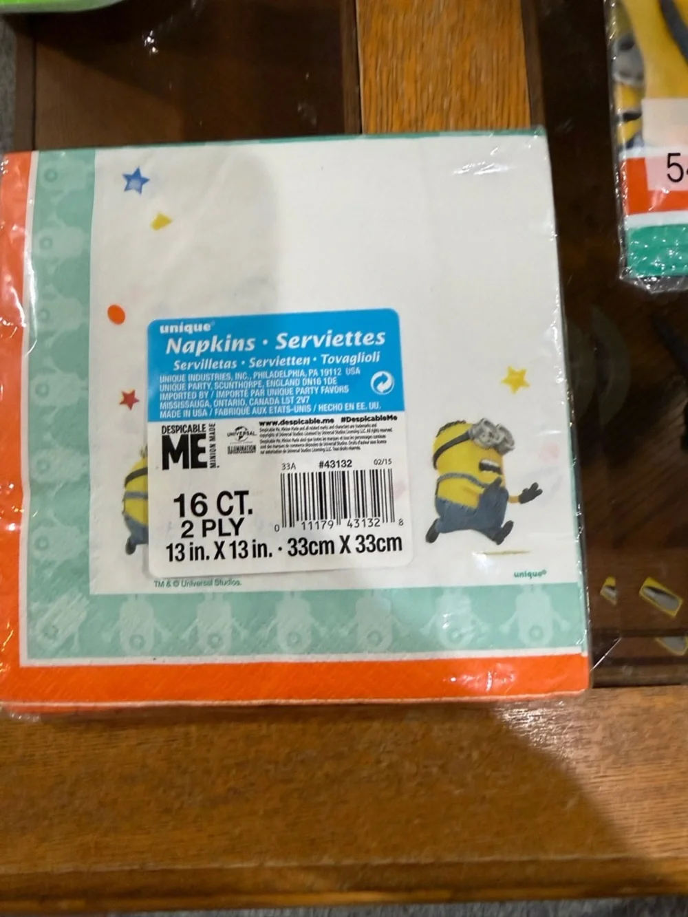 Minions Despicable Me Party Napkins,Plates ,Tablecloth and rings. 4 piece set